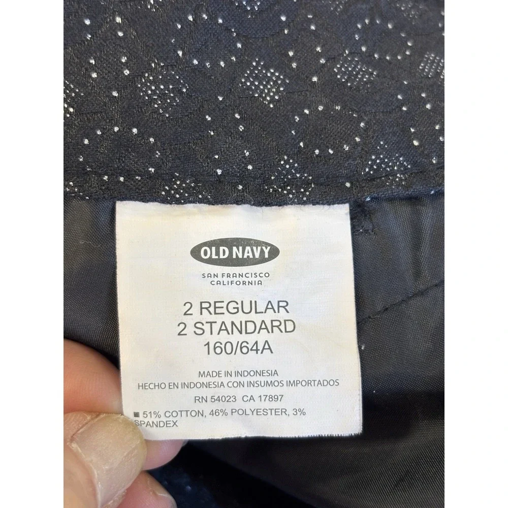 Old Navy Pixie Women's 2 Black Ankle Pants Textured Geometric Dot Workwear Chic